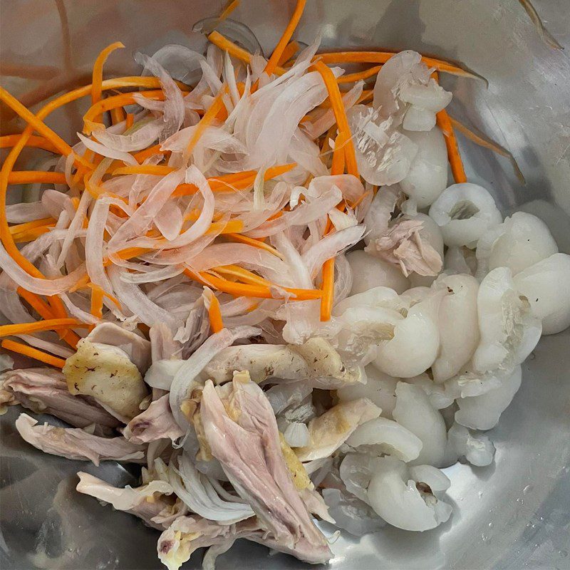 Step 2 Mixing Salad Chicken Rambutan Salad