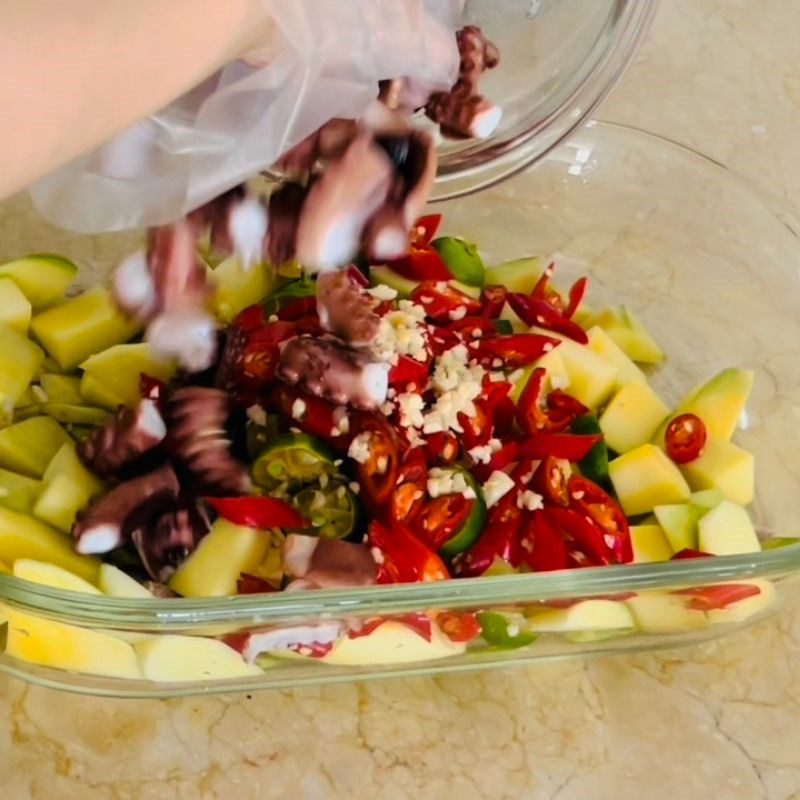 Step 2 Mixing Salad Thai Style Octopus Salad