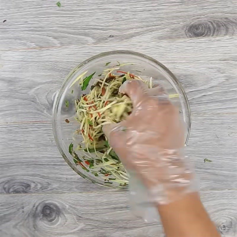 Step 4 Mix the salad Dried fish mango salad