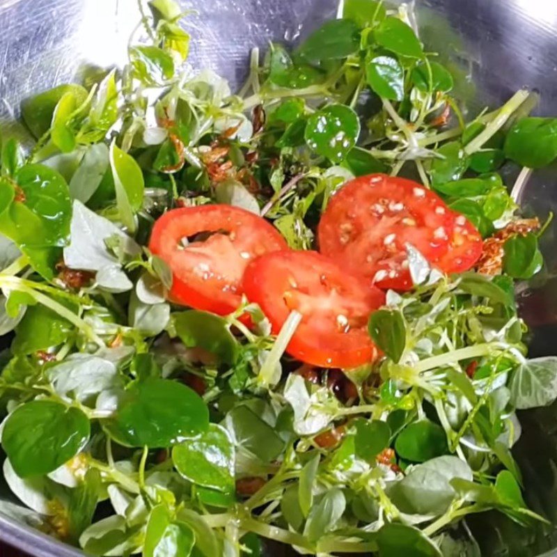 Step 5 Mixing the salad Shrimp and water spinach salad