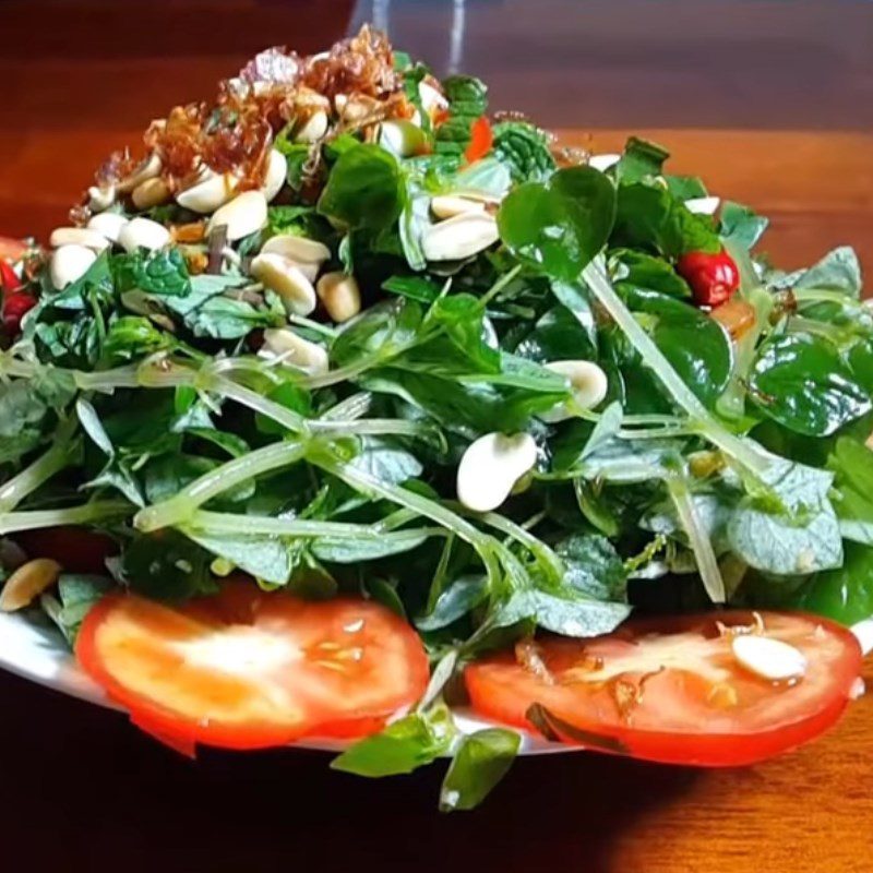 Step 5 Mixing the salad Shrimp and water spinach salad