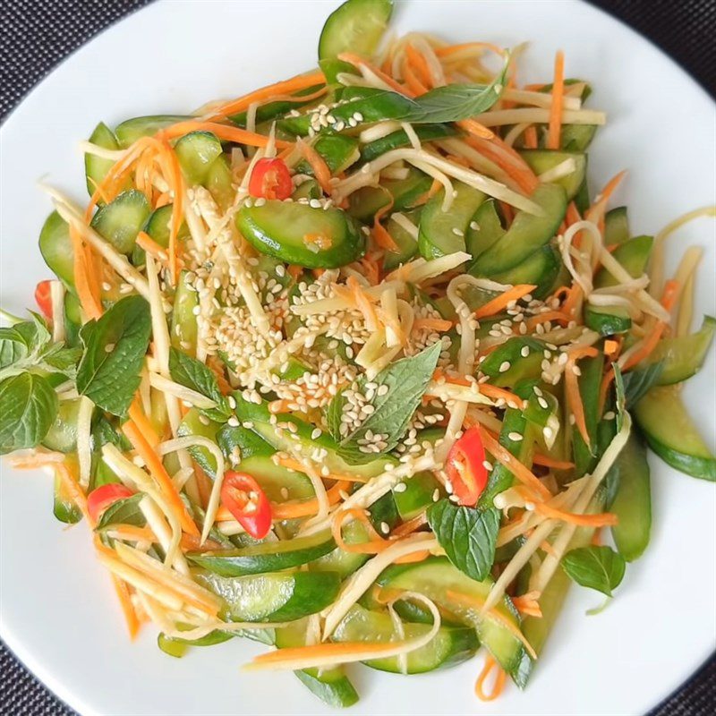 Step 4 Final product of the green mango cucumber salad