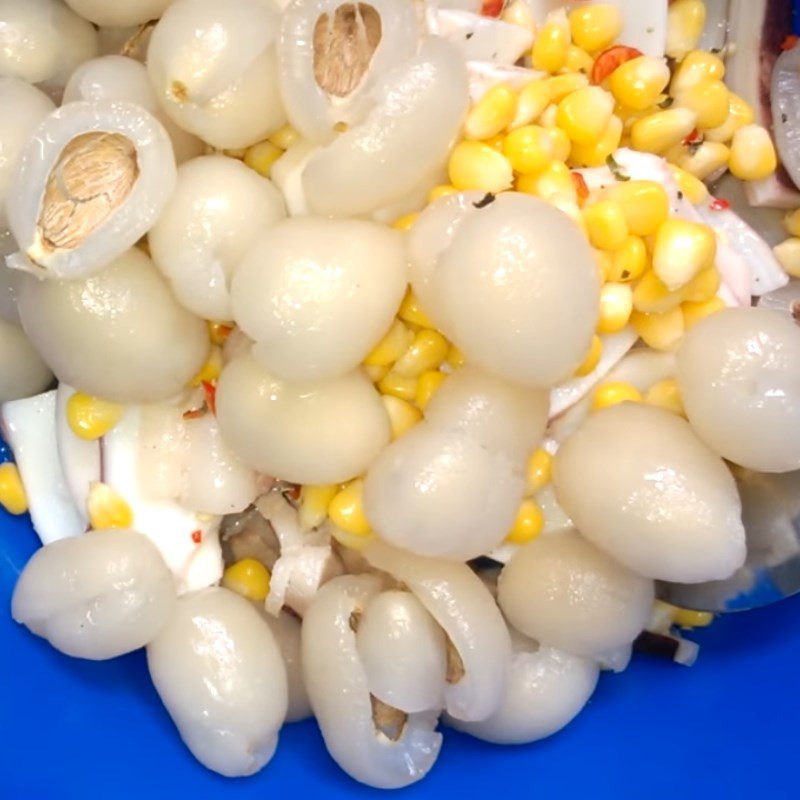 Step 4 Mixing the salad Rambutan Squid Salad
