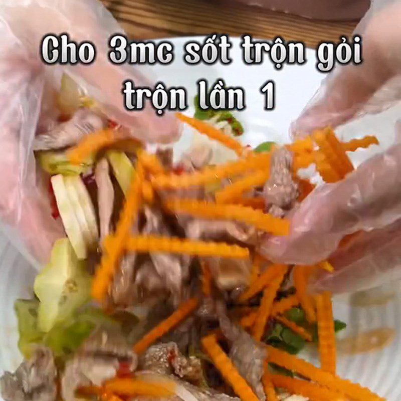 Step 3 Mixing the shredded beef salad Shredded beef salad (Recipe shared from TikTok Let's cook with TasteVN)