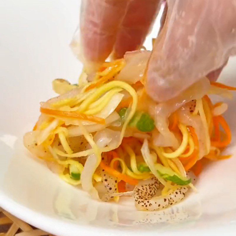 Step 3 Mix jellyfish salad Jellyfish salad (Recipe shared from TikTok Let's cook with TasteVN)