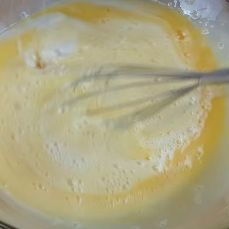 Step 3 Mixing flan mixture Condensed milk and fresh milk flan