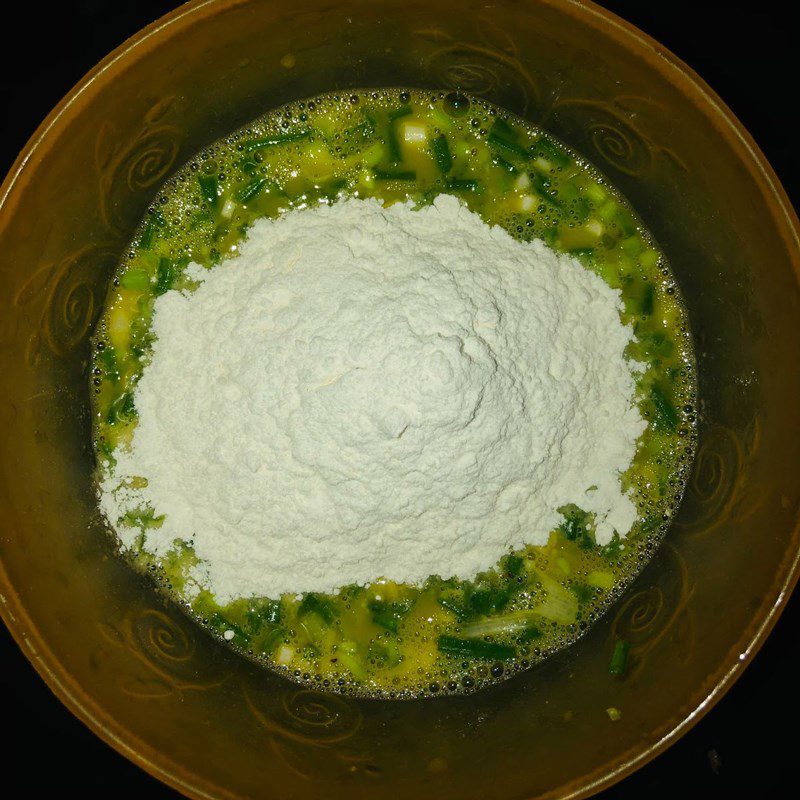 Step 4 Mix the frying batter Fried squash flower stuffed with meat