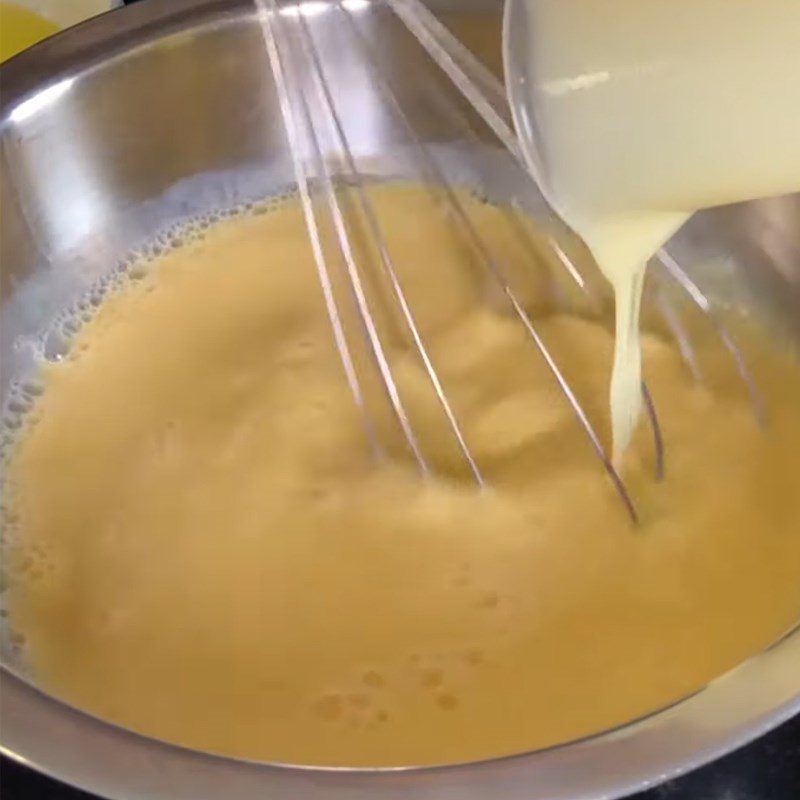 Step 2 Mix the egg and milk mixture for flan using an air fryer