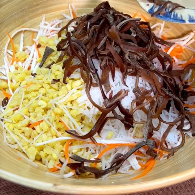 Step 2 Mix the filling ingredients for Taro Vegetarian Spring Rolls