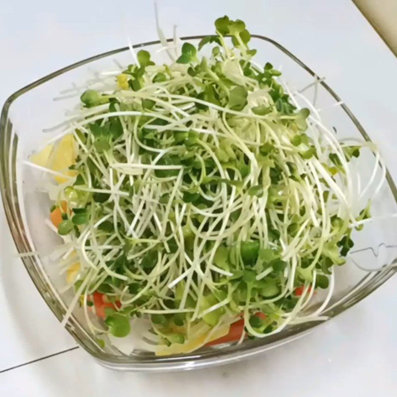 Step 3 Mixing Sprouts Sprouts mixed with oil and vinegar