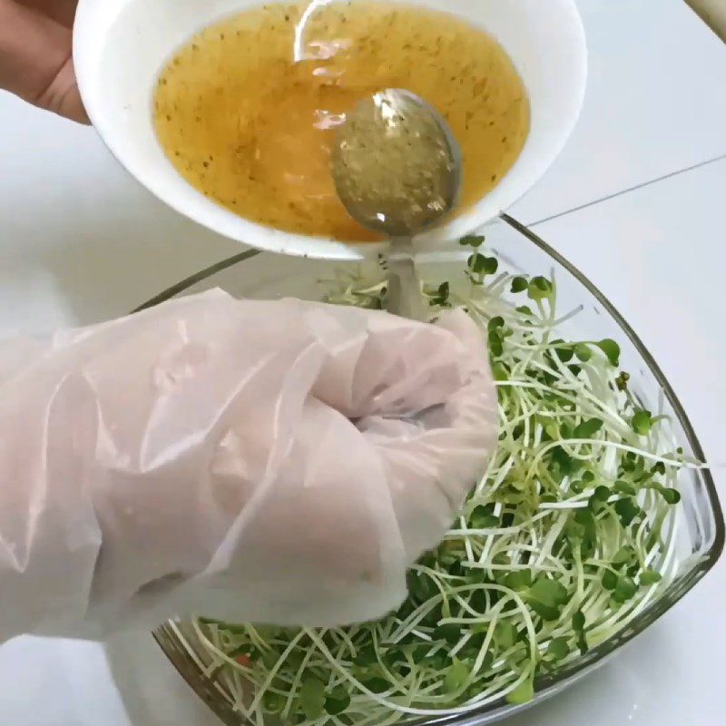 Step 3 Mixing Sprouts Sprouts mixed with oil and vinegar