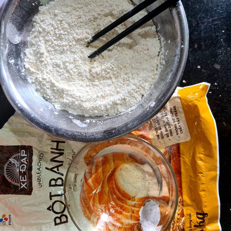 Step 1 Mixing and letting the dough rise Peanut Butter Bread using an air fryer