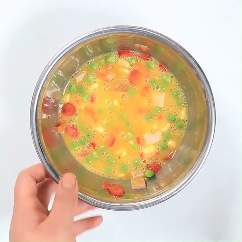 Step 2 Mix and season the eggs for Steamed Eggs with Colorful Vegetables