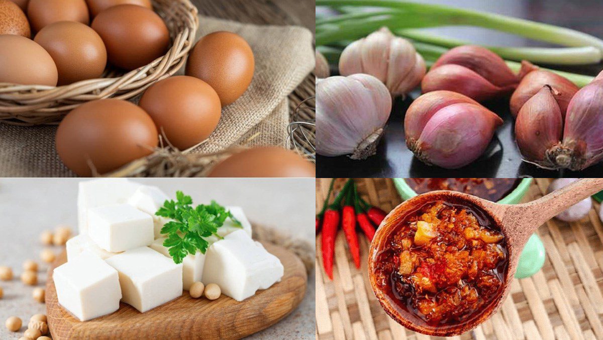 Ingredients for the fried tofu egg with satay sauce