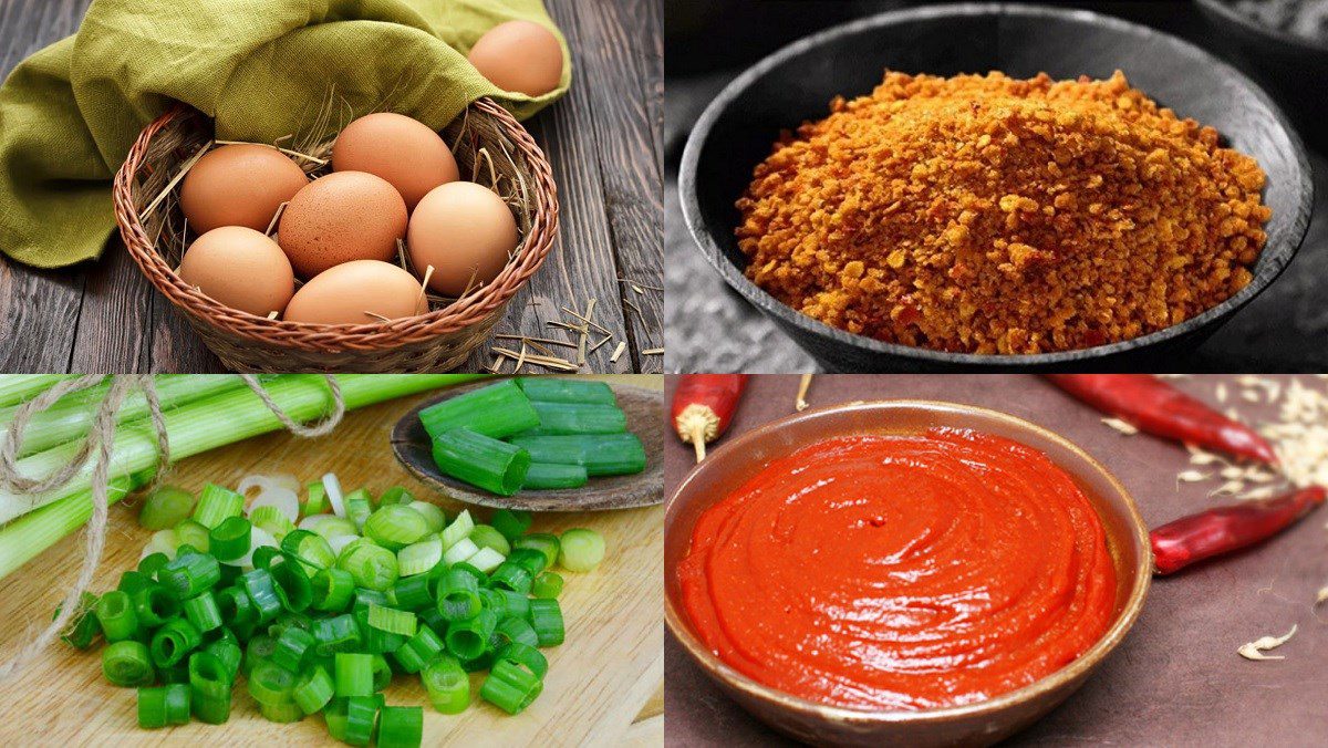 Ingredients for Thai sauce steamed eggs