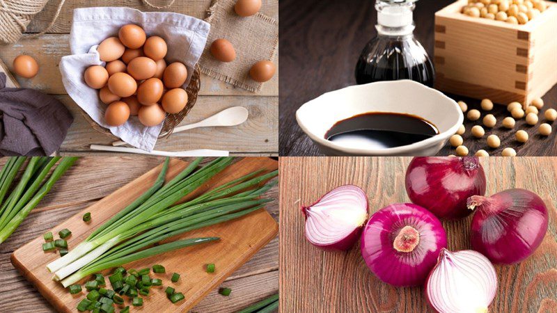 Ingredients for the soy sauce soaked eggs dish