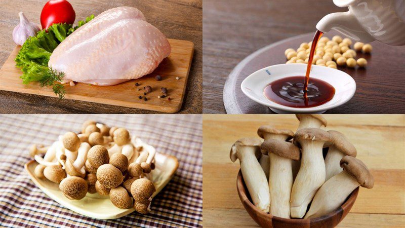 Ingredients for the dish of 3 steamed chicken breasts