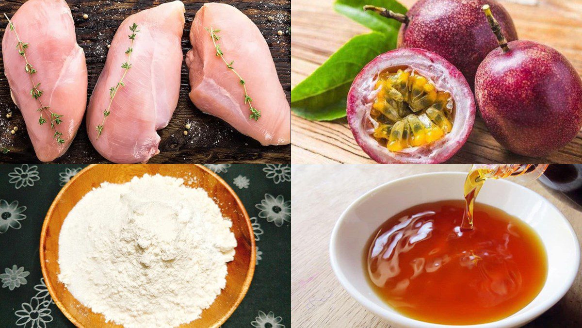 Ingredients for chicken breast with passion fruit sauce