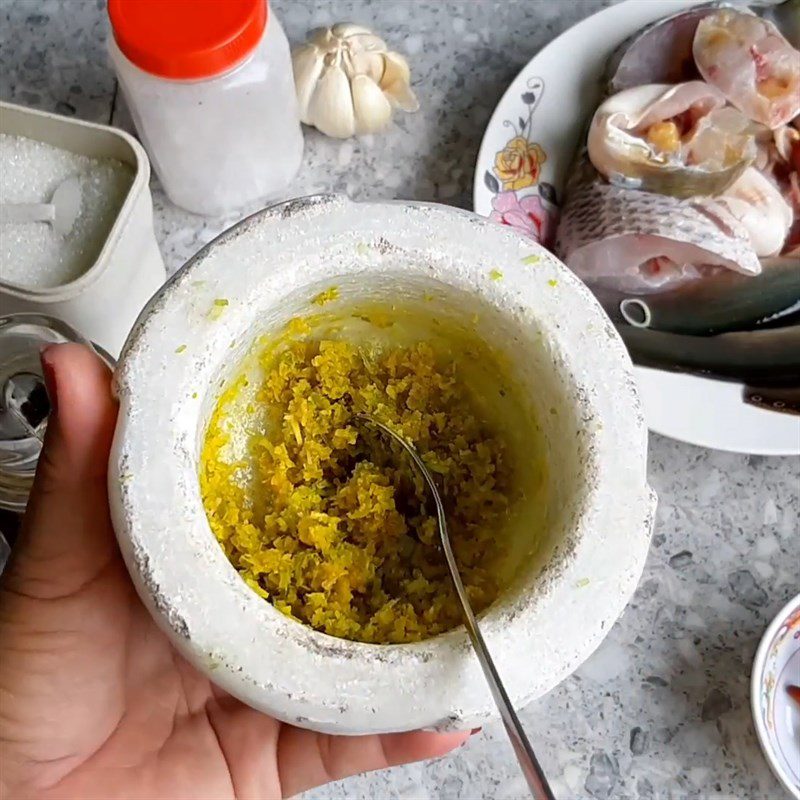 Step 2 Marinating the fish Grilled Snakehead Fish with Lemongrass and Turmeric