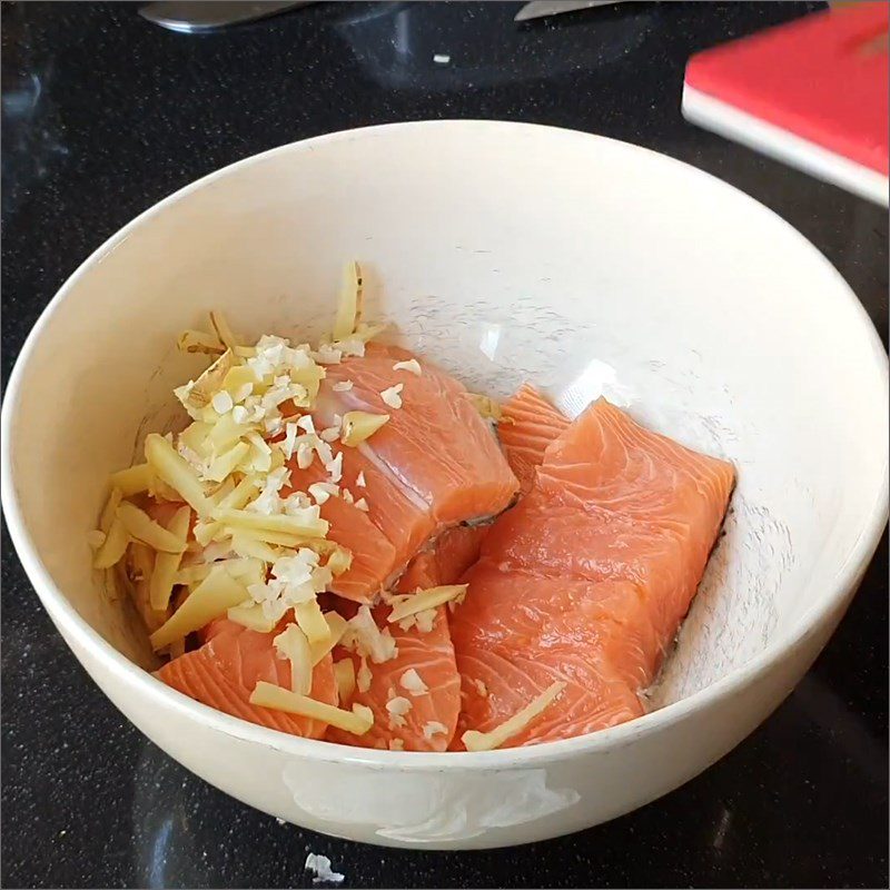 Step 2 Marinate fish for Ginger Braised Salmon