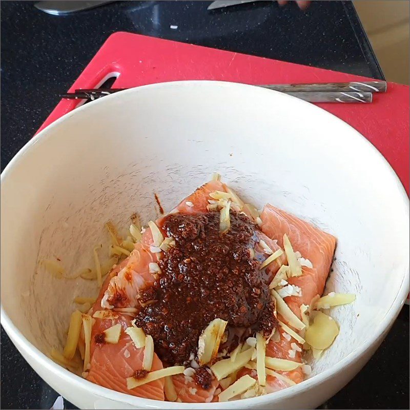 Step 2 Marinate fish for Ginger Braised Salmon