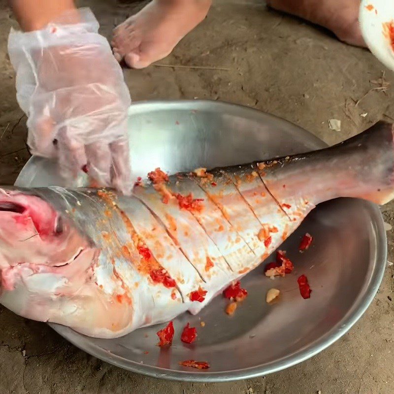 Step 2 Marinating Fish Grilled Basa Fish with Salt and Chili