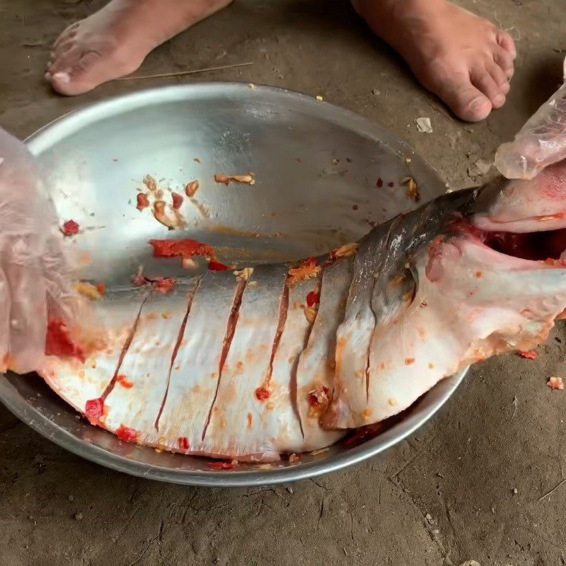 Step 2 Marinating Fish Grilled Basa Fish with Salt and Chili