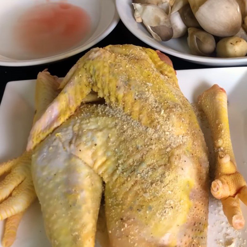 Step 2 Marinate the chicken Steamed chicken with straw mushrooms