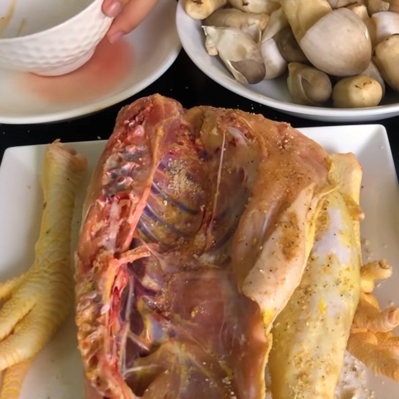 Step 2 Marinate the chicken Steamed chicken with straw mushrooms