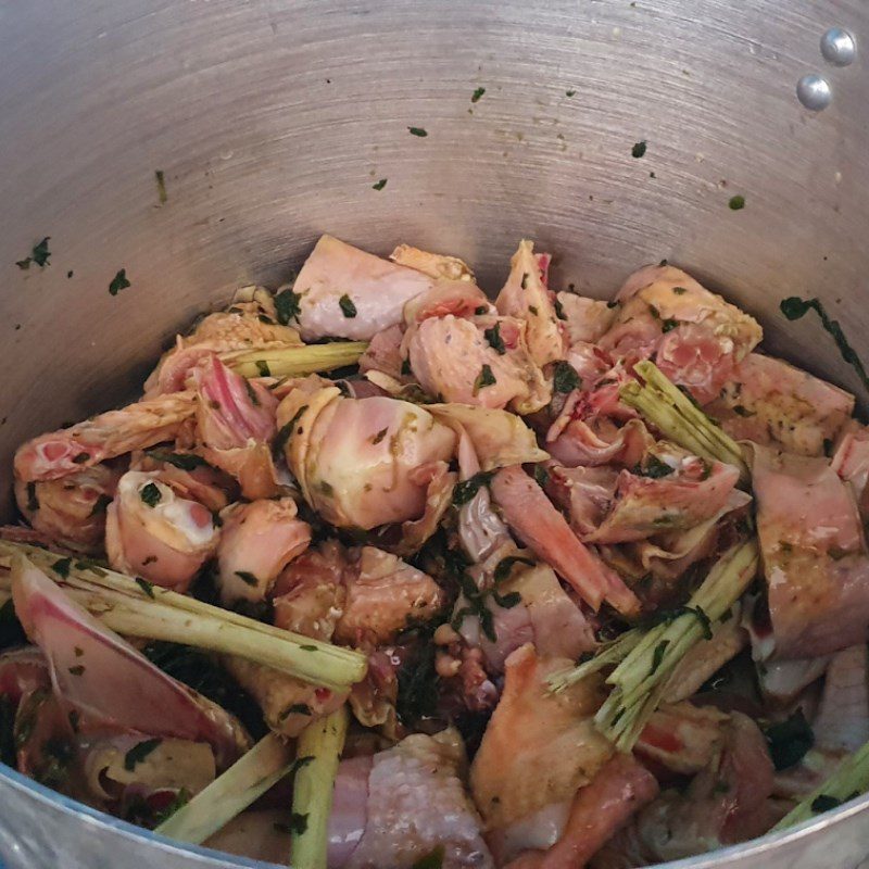 Step 3 Marinating the Chicken Chicken Hotpot with Vietnamese Balm Leaves