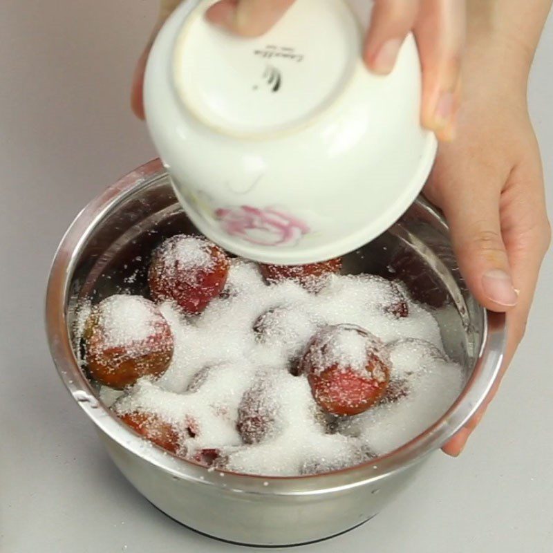 Step 2 Marinate plums with ginger and sugar Dried ginger plums