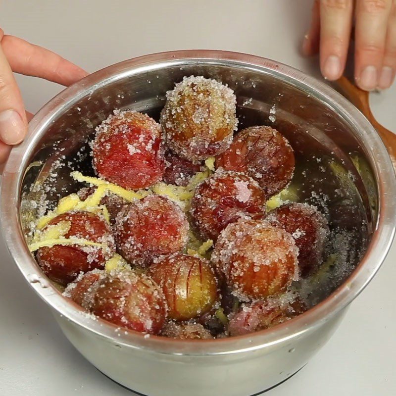 Step 2 Marinate plums with ginger and sugar Dried ginger plums