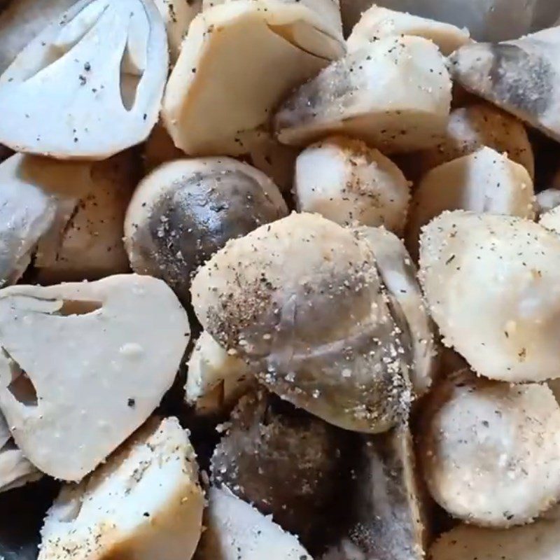 Step 2 Marinate the mushrooms Straw mushrooms steamed with lemongrass and garlic