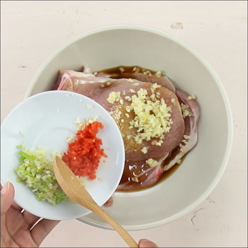 Step 2 Marinate the ribs Pork loin ribs braised in coconut water