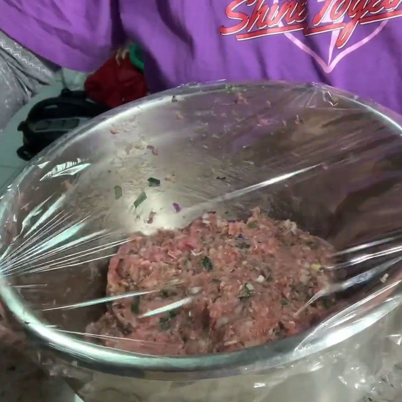 Step 2 Marinate the filling for Grilled Pork with Betel Leaf