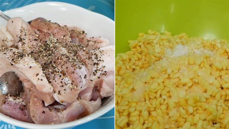 Step 2 Marinate the meat Sticky Rice Cake with Pork Filling