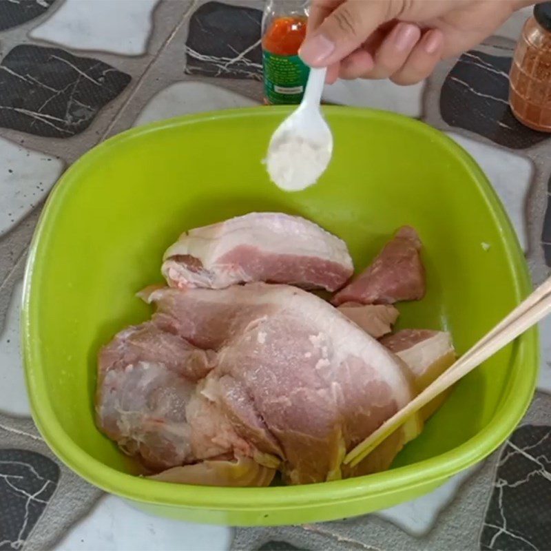 Step 2 Marinate the meat for Grilled Pork in Foil using a Charcoal Grill