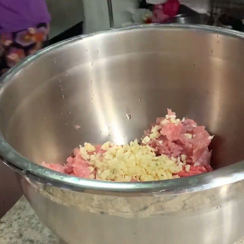 Step 2 Marinate the filling for Grilled Pork with Betel Leaf