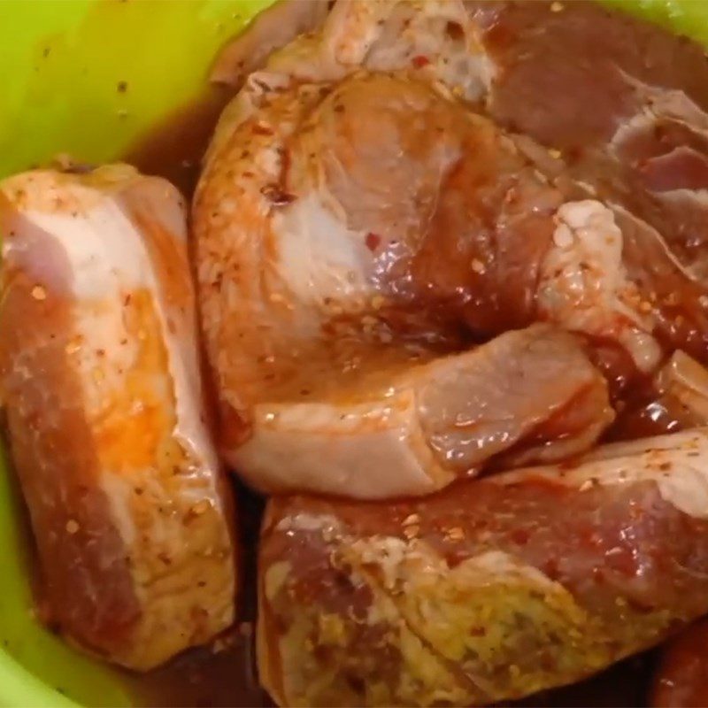 Step 2 Marinate the meat for Grilled Pork in Foil using a Charcoal Grill