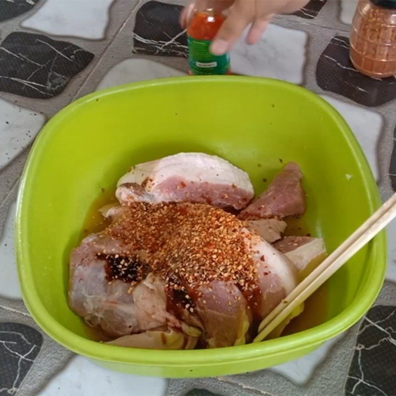 Step 2 Marinate the meat for Grilled Pork in Foil using a Charcoal Grill