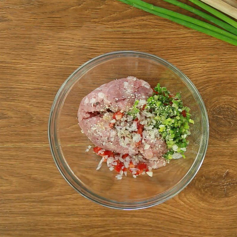 Step 2 Marinate minced meat Fried shiitake mushrooms stuffed with minced meat