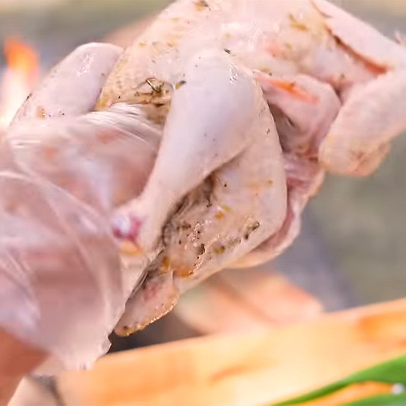 Step 3 Marinate and wrap the chicken Roasted chicken in lotus leaves