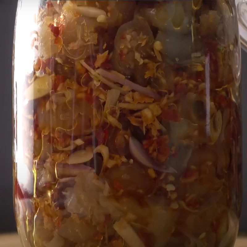 Step 4 Marinating and soaking beef tendons Beef tendons soaked in lemongrass and chili