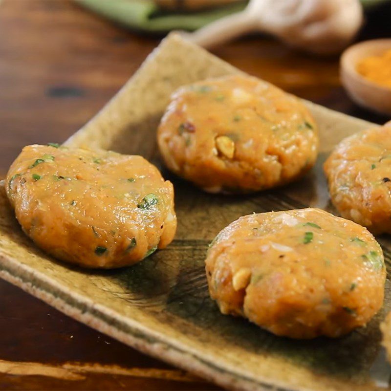 Step 1 Marinate and shape fish cake Grilled turmeric fish cake