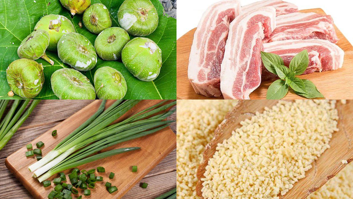 Ingredients for the dish of braised figs with meat