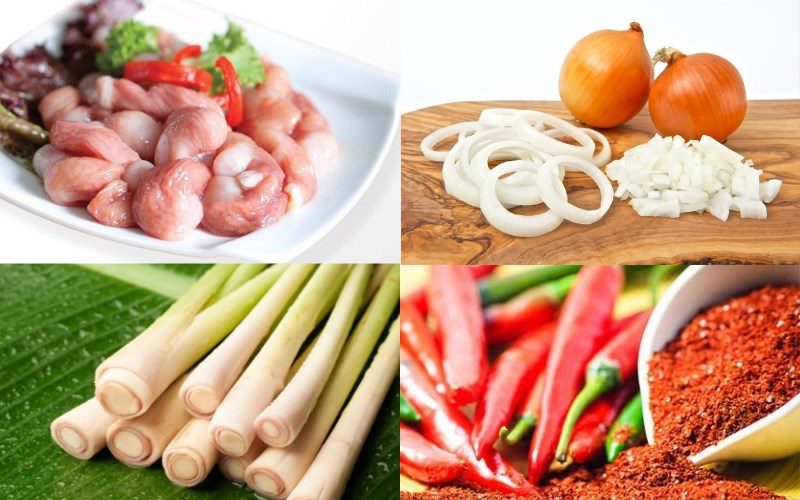 Ingredients for spicy basa fish stomach stir-fry