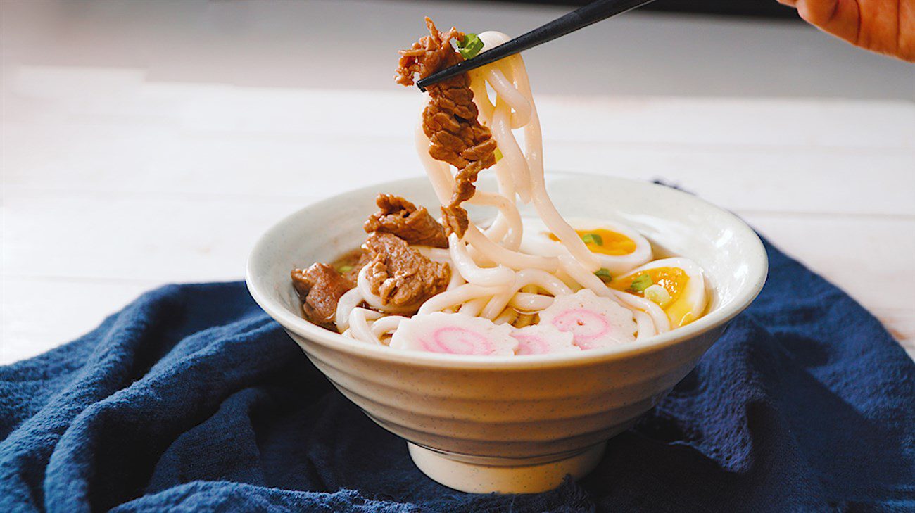 Step 4 Final Product Udon noodles with beef and soft-boiled egg