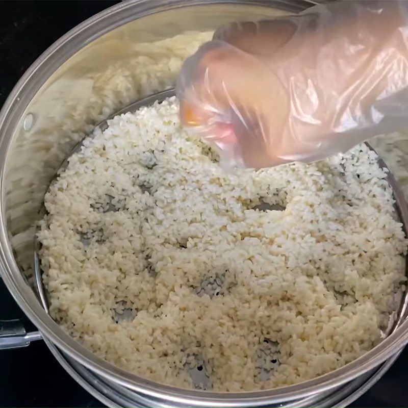 Step 3 Wash Rice and Steam Sticky Rice Sticky Rice with Soft Egg Chicken