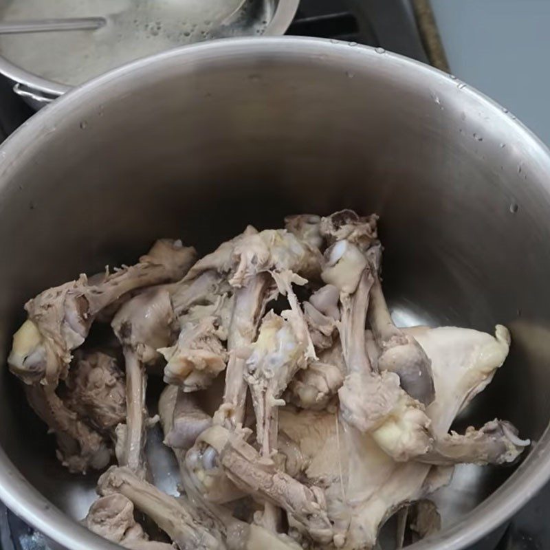 Step 1 Prepare chicken bones and cook the broth for Crab Mushroom Soup