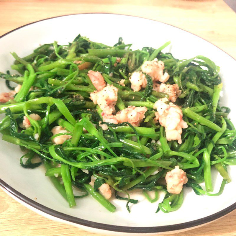 Step 4 Final product Stir-fried water spinach with minced shrimp